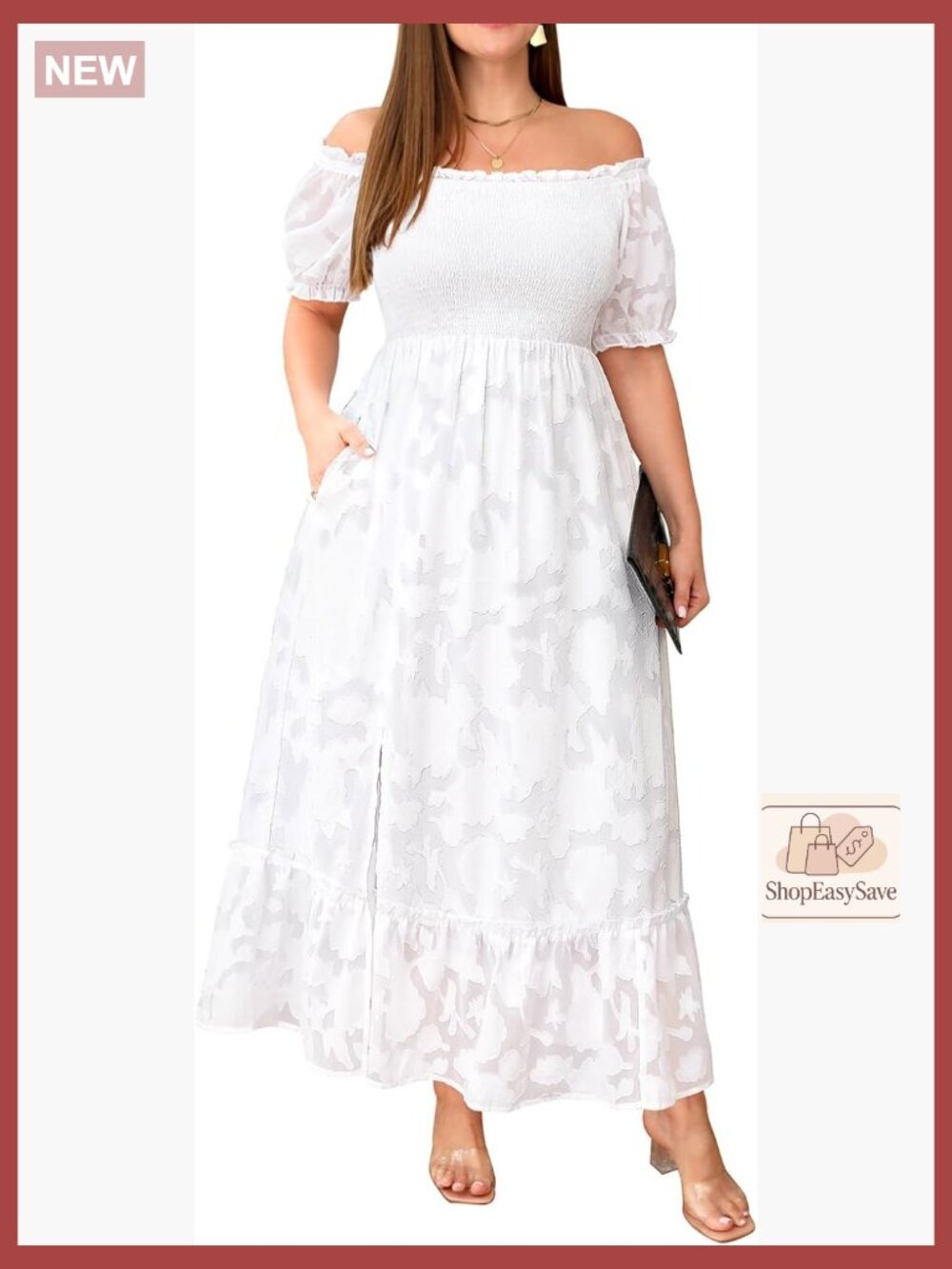 Boho Maxi Dress Off Shoulder Floral Lace Casual Summer Pockets